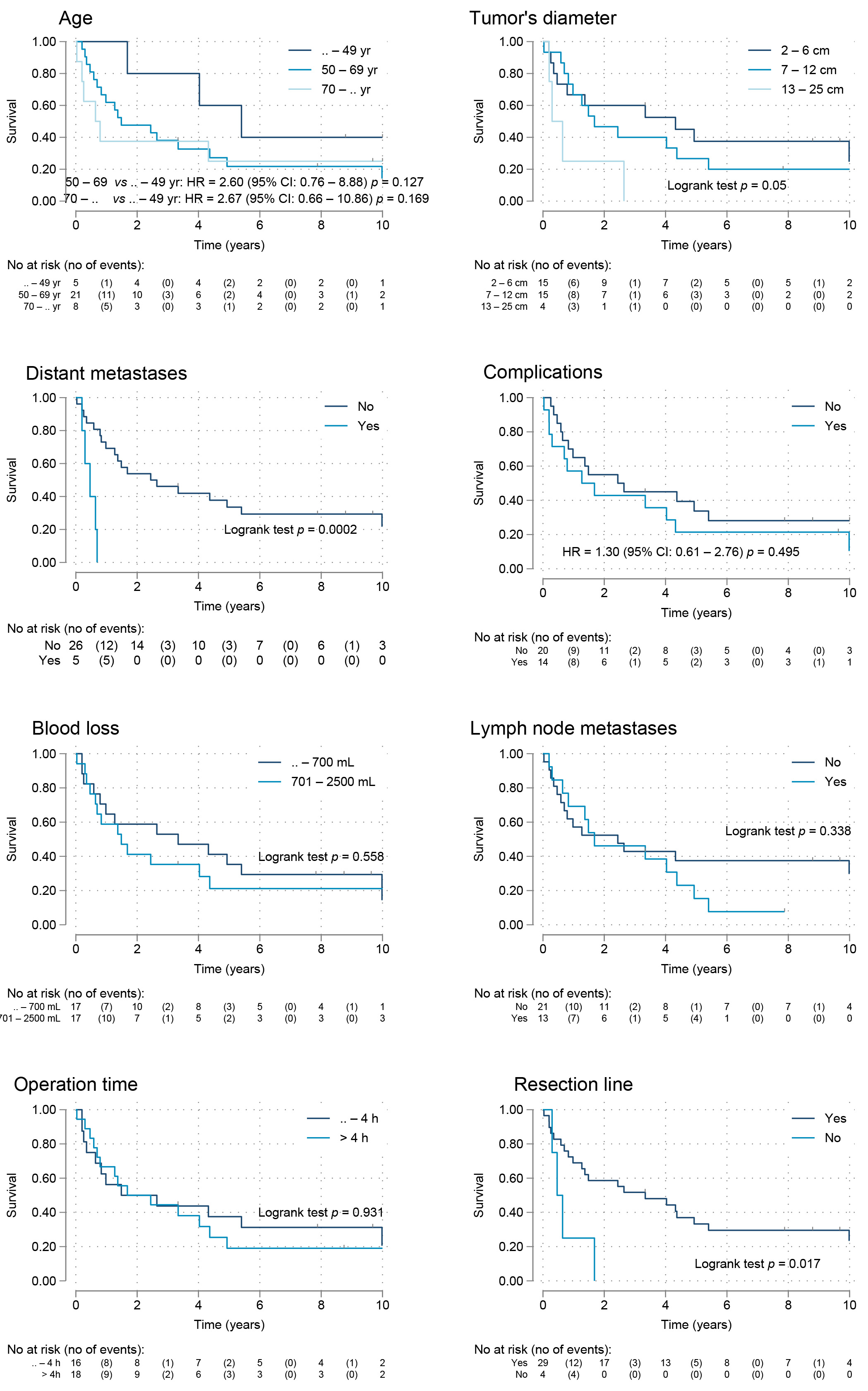 Survival prognosis by patient characteristics. HR: Hazard
ratio.